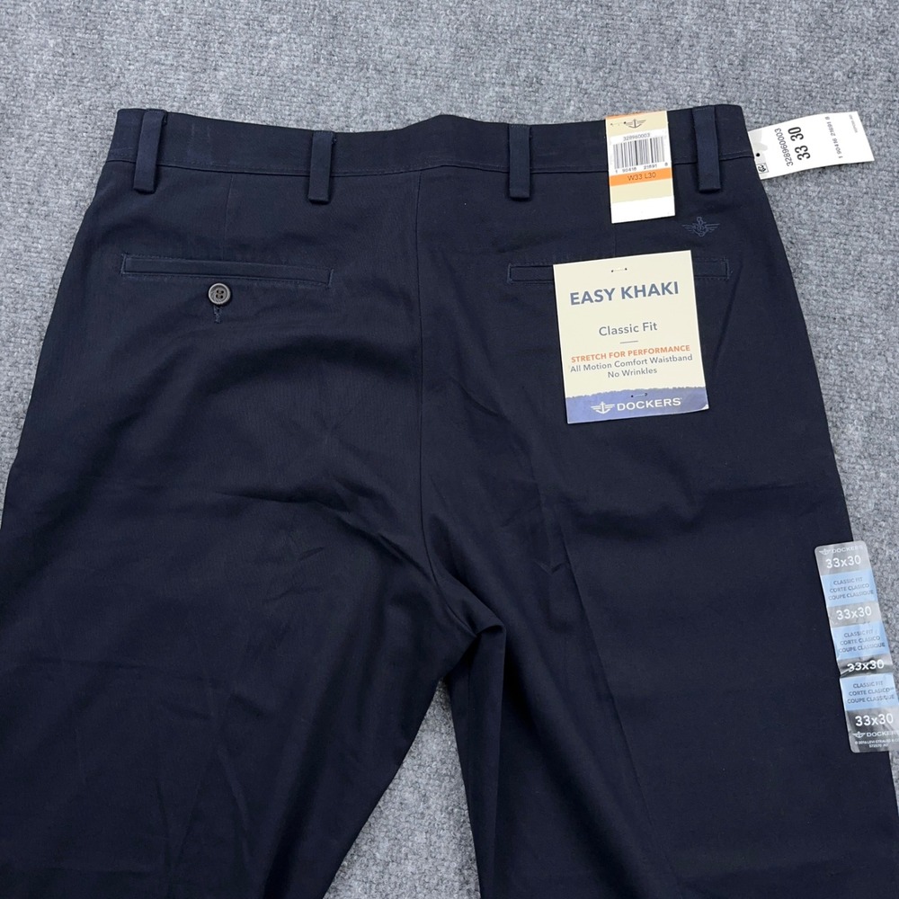 NEW Dockers Easy Khaki Pants Men 33x30 Navy Blue Classic Fit Stretch Preppy Golf - Picture 3 of 10